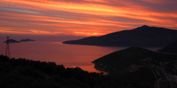 The view from Gl Baba House at sunset